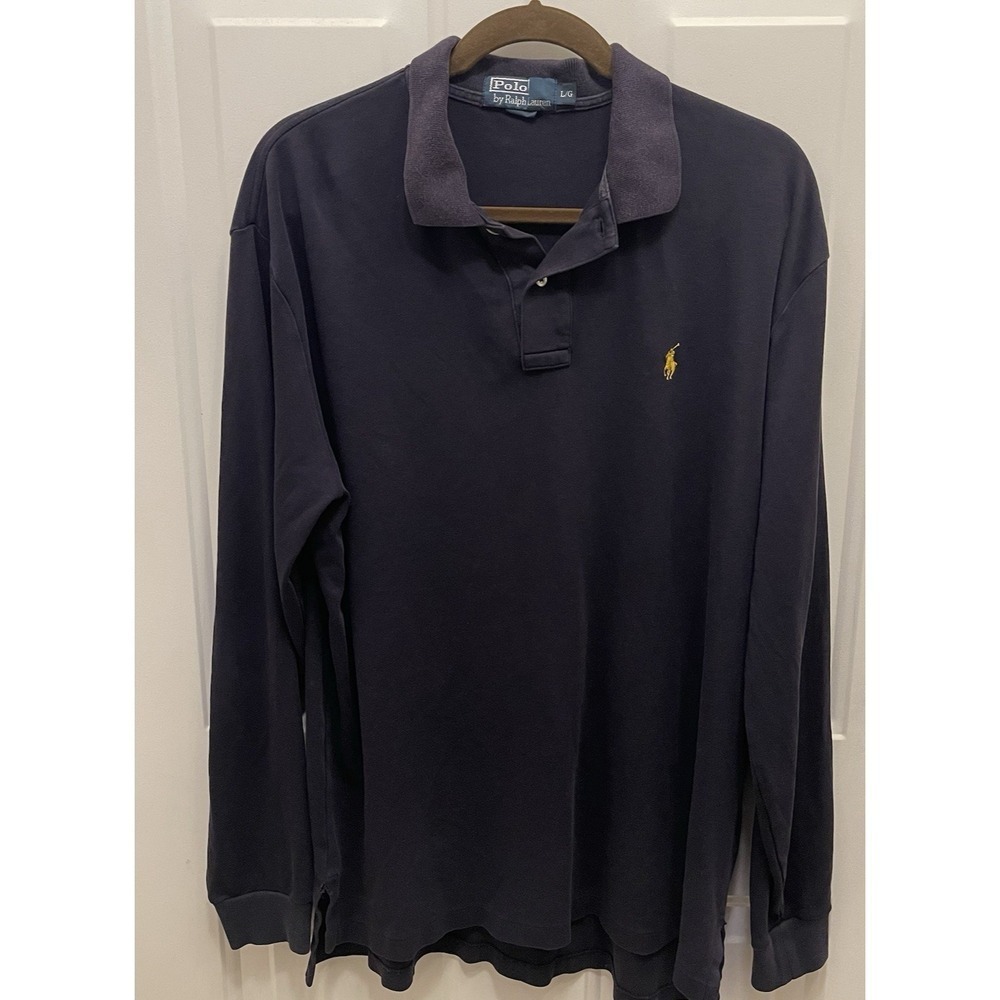 Polo Ralph Lauren Men's Large Long Sleeve Polo‎ Classic Fit Pony Navy Preppy